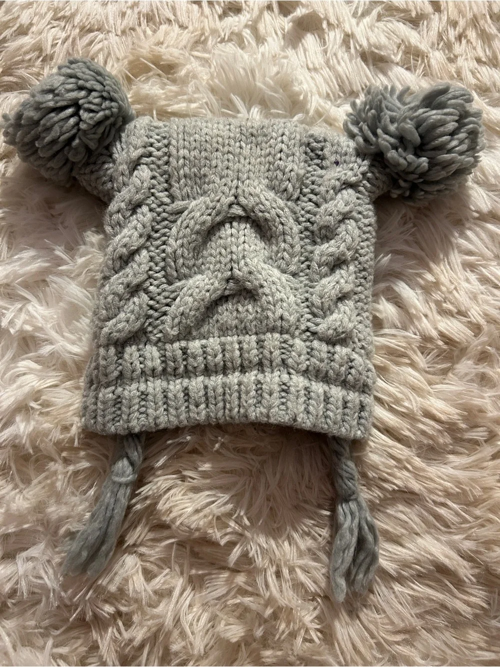 Cozy Knit Pom-Pom Hat for infants- Light Gray